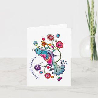 Joyeux oiseau brillant carte pour notes