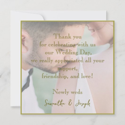 Joyeux or et Merci marié photo Mariage (Dos)