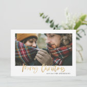 Joyeux or Noël rouge carte photo plaid (Debout devant)