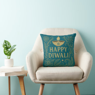 Joyeux oreiller Diwali Gold & Black Elegant Throw