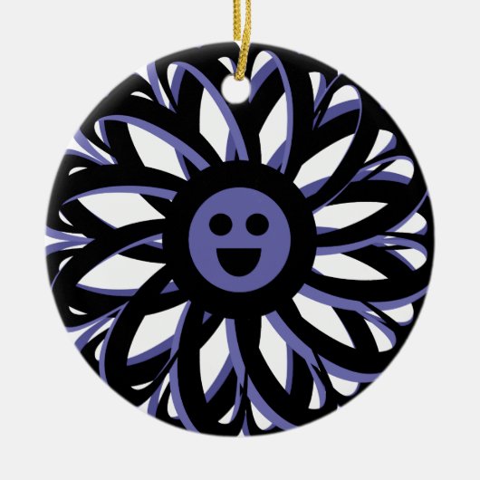 Joyeux ornement d'amitié aux fleurs - Bleu (Devant)