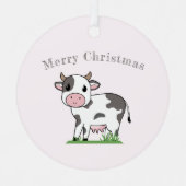 Joyeux ornement de Noël à la vache mignonne (Recto)