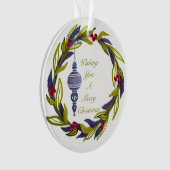 Joyeux ornement de Noël de la couronne bleue verte (devant)