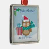 Joyeux ornement en céramique de hibou de Noël (Droite)