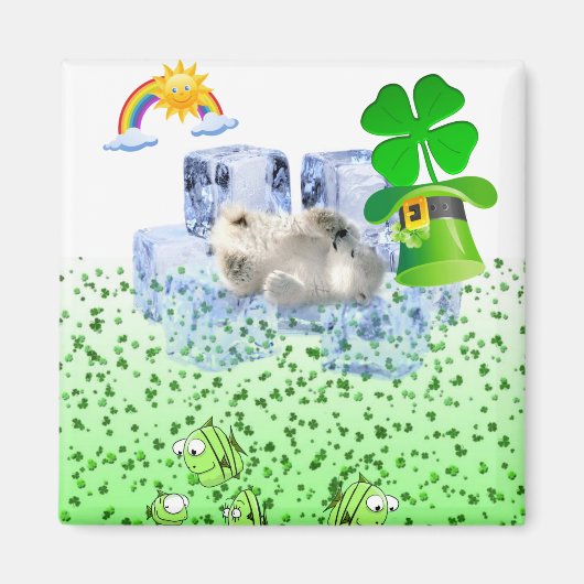 Joyeux ours polaire Magnet de la Saint Patrick (Devant)