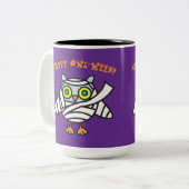 Joyeux Owl-Ween ! Owl Mummy Halloween Coffee Mug (Devant gauche)