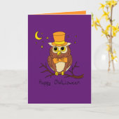 Joyeux Owloween - Carte de vœux drôle de hibou pou (Fleur jaune)