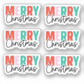 Joyeux pack de Noël bleu rose rouge mignon Sticker (Devant)