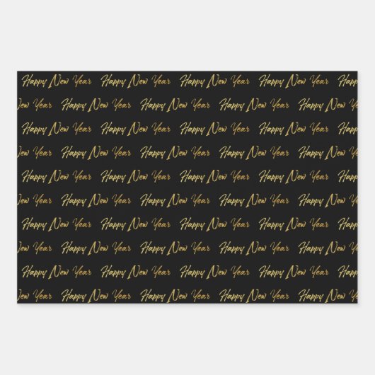 Joyeux Papier à envelopper du Nouvel An (noir) (Devant 2)