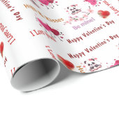 Joyeux Papier Cadeau Saint-Valentin Couple Cœurs (Coin rond)