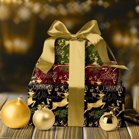 Joyeux papier d'enveloppement de Noël Élégant renn