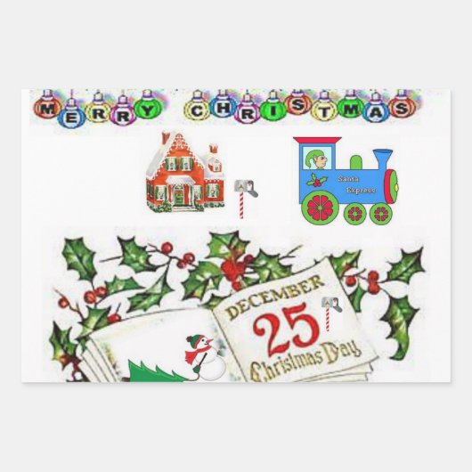 Joyeux papier enveloppant Noël (Devant)