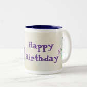 Joyeux papillon d'anniversaire Fleurs de café Mug (Devant droit)