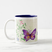 Joyeux papillon d'anniversaire Fleurs de café Mug (Gauche)