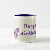 Joyeux papillon d'anniversaire Fleurs de café Mug (Centre)