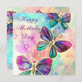 Joyeux Papillons de la carte de la Fête des Mères (Devant / Derrière)