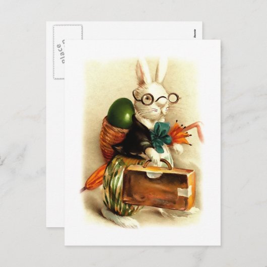 Joyeux Pâques. Cartes postales vintage Bunny Pâque (Devant / Derrière)