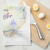 Joyeux Pâques chick serviette de cuisine (Quart Plié)