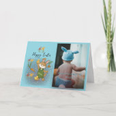 Joyeux Pâques | Lapin de Pâques et carte pliée pho (Devant)