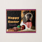 Joyeux Pâques personnalisées boxer chien puzzle pu (Horizontal)