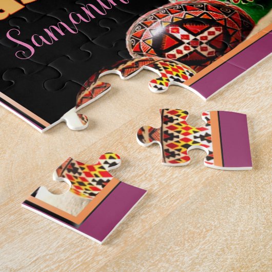 Joyeux Pâques personnalisées boxer chien puzzle pu (Côté)