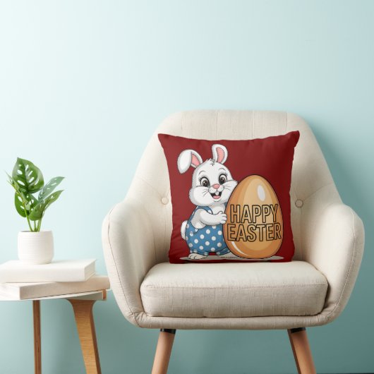 Joyeux Pâques Polka Dot Bunny Jeu Oreiller (Chaise)