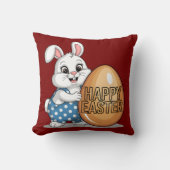 Joyeux Pâques Polka Dot Bunny Jeu Oreiller (Recto)