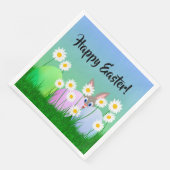 Joyeux Pâques Serviette en Papier Lapin Oeufs Mign (Coin)