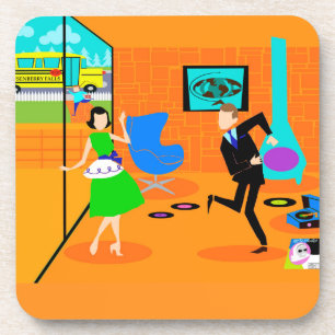 Joyeux parents rétro Dessous de verre de liège