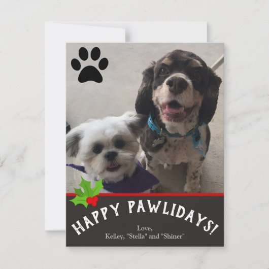 Joyeux Pawlidays Pet Photo Carte de Noël (Devant)