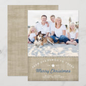 Joyeux pays Noël Russe Carte photo Burlap (Devant / Derrière)