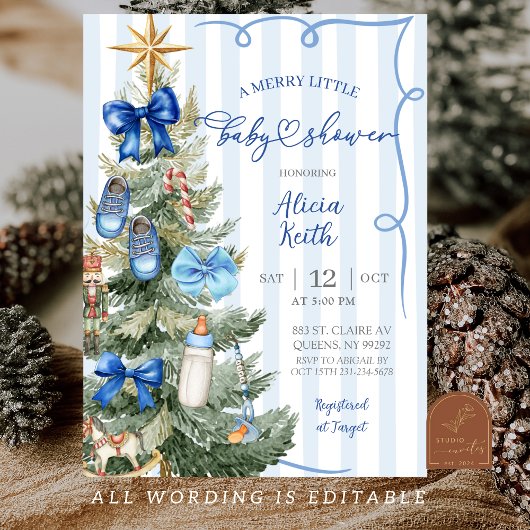 Joyeux petit Baby shower de Noël garçon Invitation