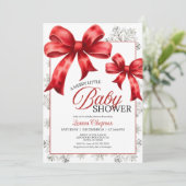 Joyeux petit Baby shower hivernal neige Invitation (Debout devant)