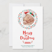 Joyeux petit cadre de Noël Floral Carte de Noël (Devant)