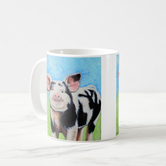 Joyeux Petit Cochon Peinture café Mug (Devant gauche)