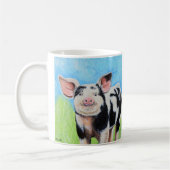 Joyeux Petit Cochon Peinture café Mug (Gauche)
