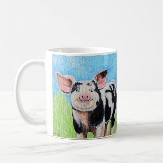 Joyeux Petit Cochon Peinture café Mug (Gauche)