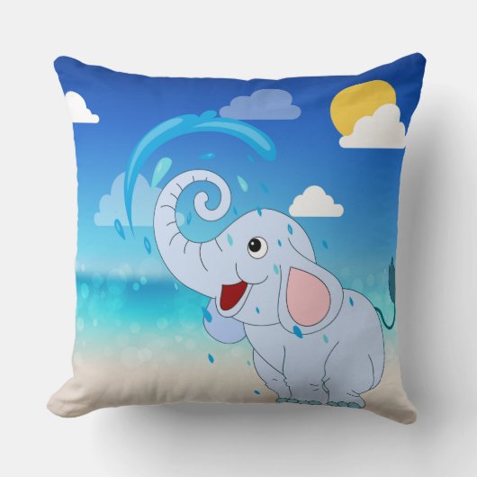 Joyeux petit éléphant Coussin décoratif (Recto)