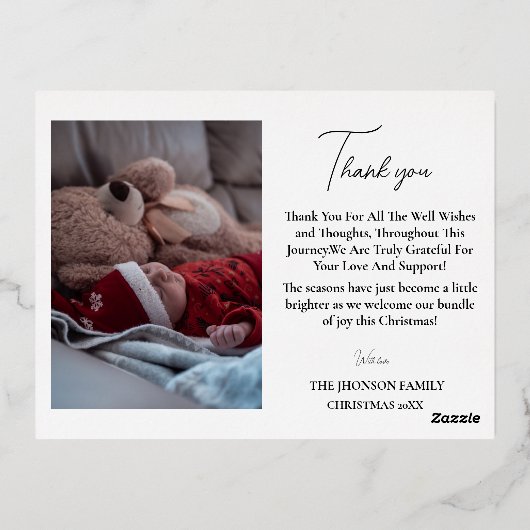 Joyeux petit Noël bébé faire-part de naissance (Verso)