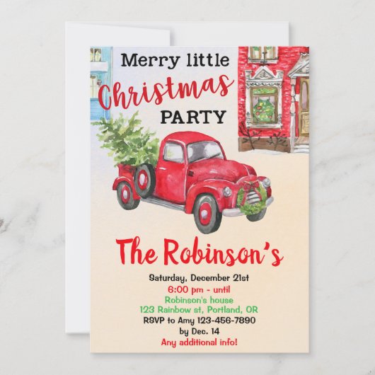 Joyeux petit Noël invitation fête de Noël (Devant)