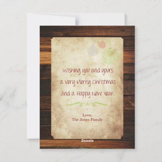 Joyeux petit Noël Rustique carte (Dos)