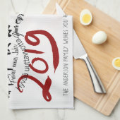 Joyeux PIg Nouvel An 2019 personnalisé serviette K (Quart Plié)