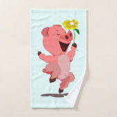 Joyeux Piglet avec serviettes de bain de marguerit (Serviette à main)