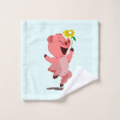 Joyeux Piglet avec serviettes de bain de marguerit (Gant de toilette)