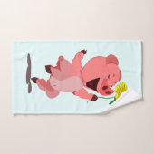 Joyeux Piglet avec serviettes de bain de marguerit (Serviette à main)
