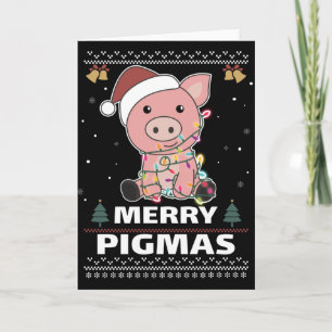 Joyeux Pigmas Funky Pig Carte de jeu de Noël
