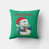Joyeux pingouin de Noël avec oreiller à lancer cad (Verso)