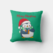 Joyeux pingouin de Noël avec oreiller à lancer cad (Recto)