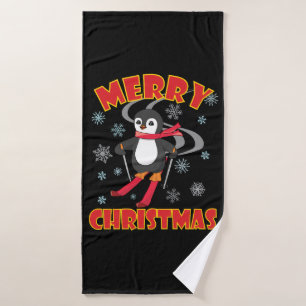 Joyeux pingouin de ski de Noël