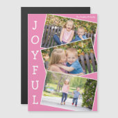 Joyeux Pink Kids Photo mignonne Christmas Magnet C (Devant / Derrière)
